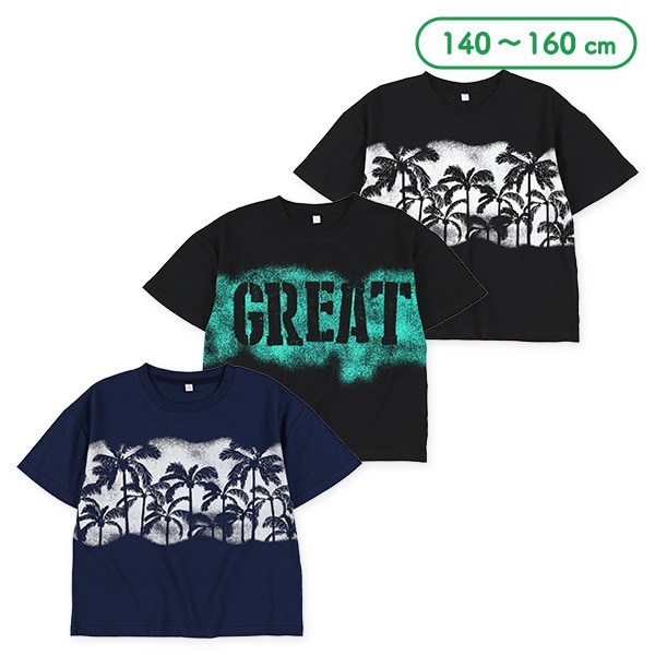 スプレー風プリント半袖Tシャツ