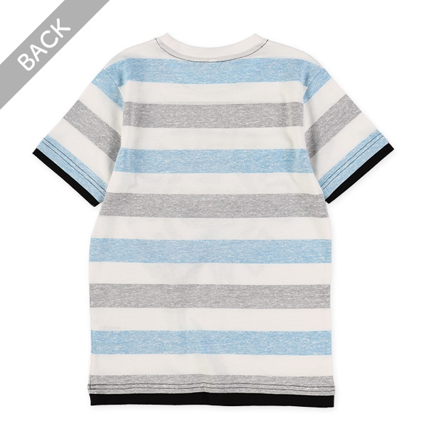 裏ボーダープリント半袖Tシャツ