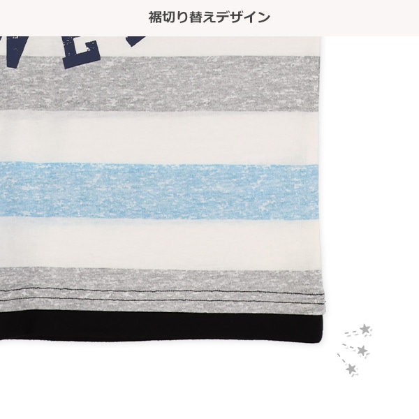 裏ボーダープリント半袖Tシャツ
