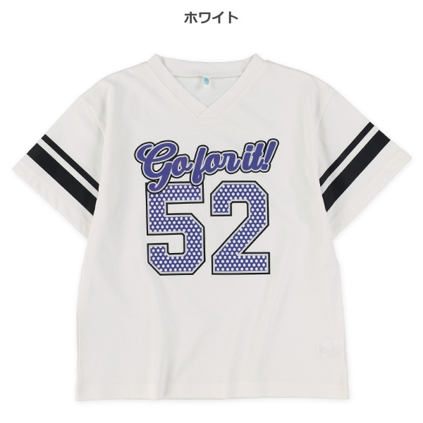 ナンバーVネック半袖Tシャツ