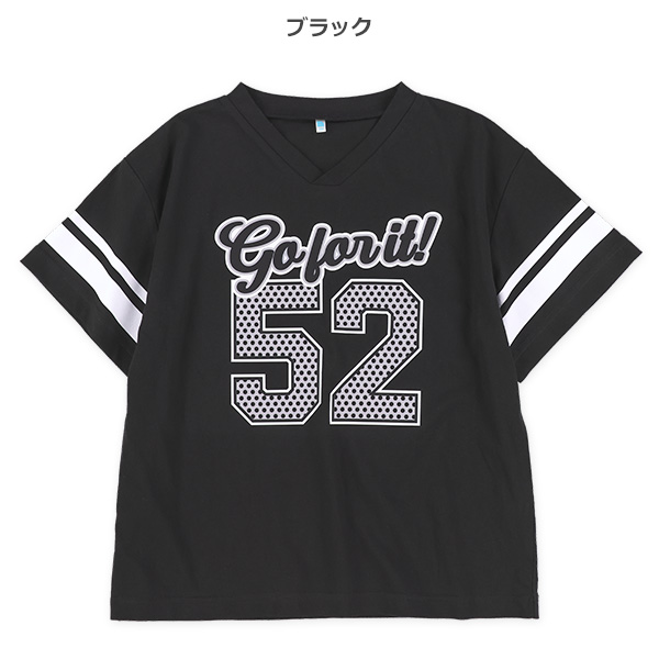 ナンバーVネック半袖Tシャツ