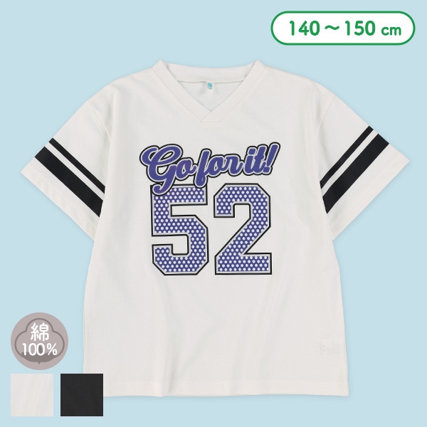 ナンバーVネック半袖Tシャツ