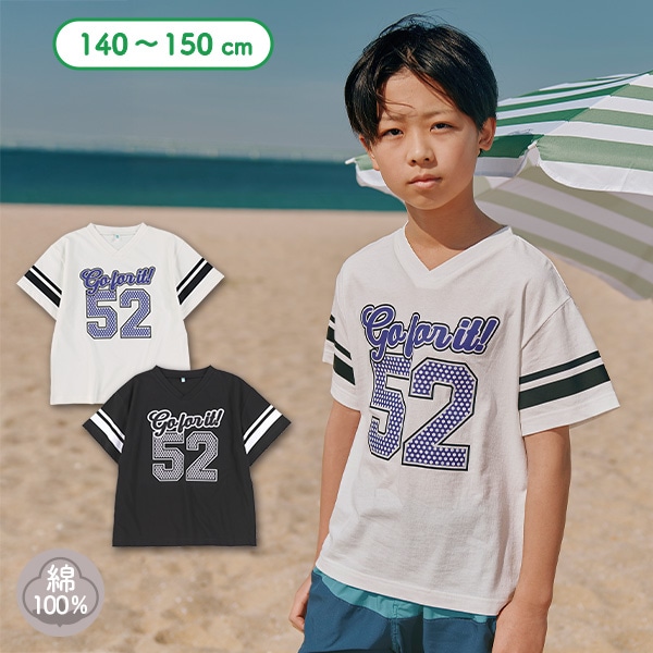 ナンバーVネック半袖Tシャツ