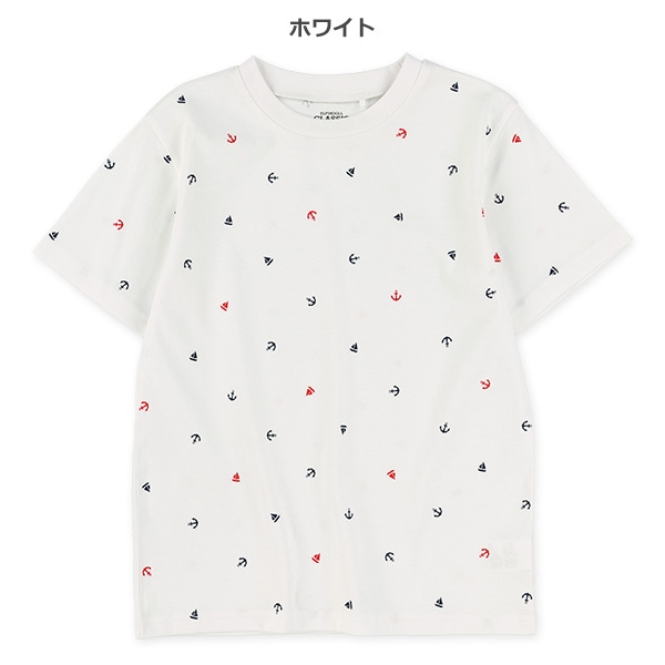 マリン総柄プリント半袖Tシャツ