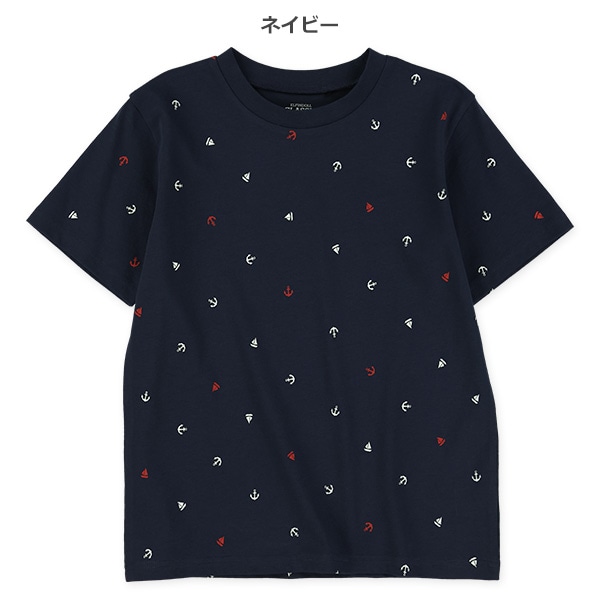 マリン総柄プリント半袖Tシャツ