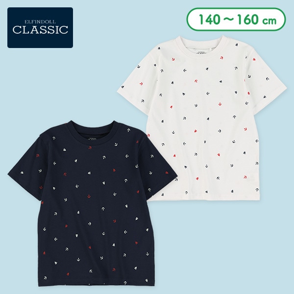 マリン総柄プリント半袖Tシャツ