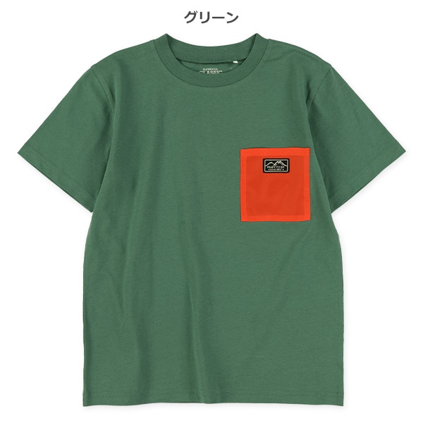 配色ポケット付き半袖Tシャツ