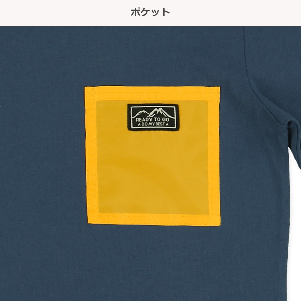 配色ポケット付き半袖Tシャツ