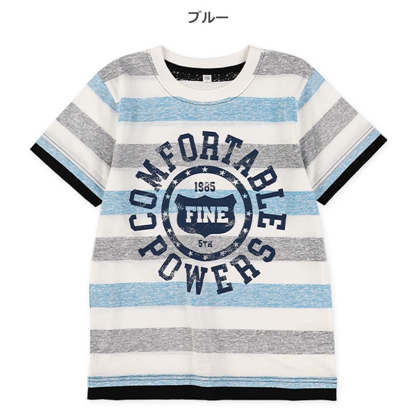 裏ボーダープリント半袖Tシャツ