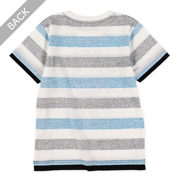 裏ボーダープリント半袖Tシャツ