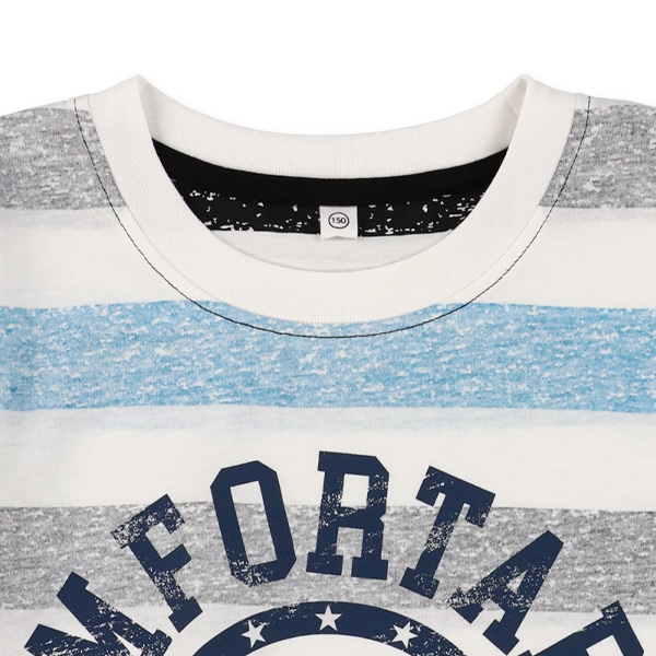 裏ボーダープリント半袖Tシャツ