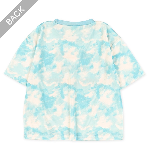 裏メッシュタイダイ風ロゴ半袖ビッグTシャツ