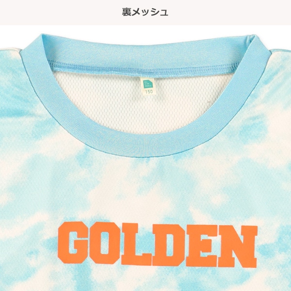 裏メッシュタイダイ風ロゴ半袖ビッグTシャツ