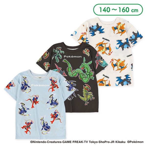 ポリエステルメッシュ総柄半袖Tシャツ（ポケモン）