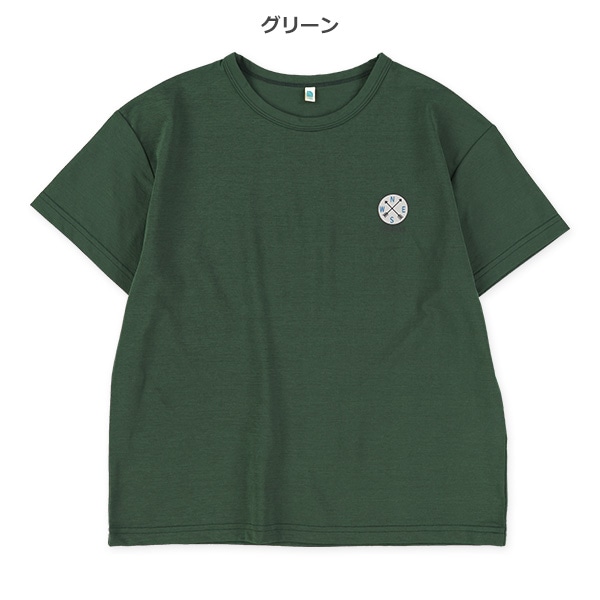 接触冷感胸ロゴプリント半袖Tシャツ