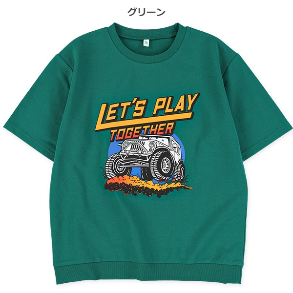 ミニ裏毛裾リブビッグプリント半袖Tシャツ