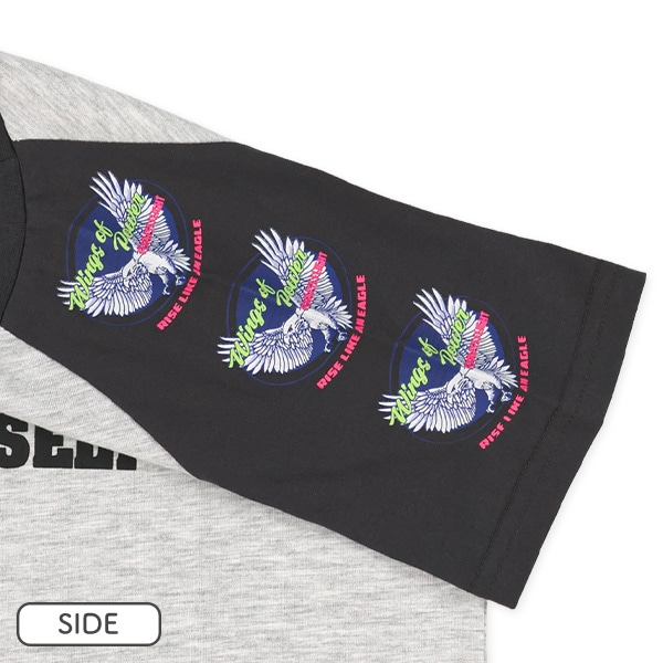 配色ラグラン肩胸ロゴ半袖Tシャツ