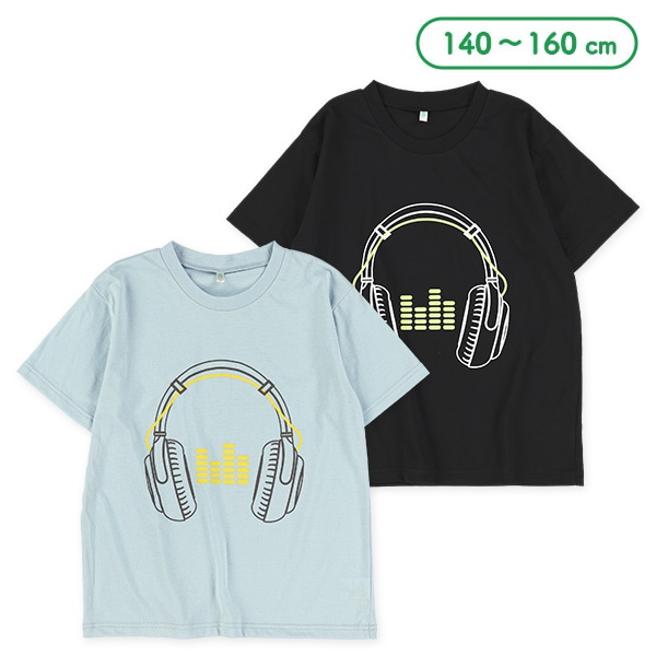 ヘッドフォンプリント半袖Tシャツ