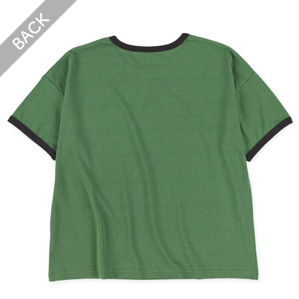 胸ロゴ刺繍リンガー半袖Tシャツ