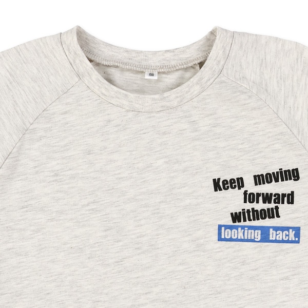 袖4分丈ロゴ転写プリント半袖Tシャツ
