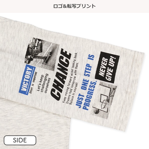袖4分丈ロゴ転写プリント半袖Tシャツ