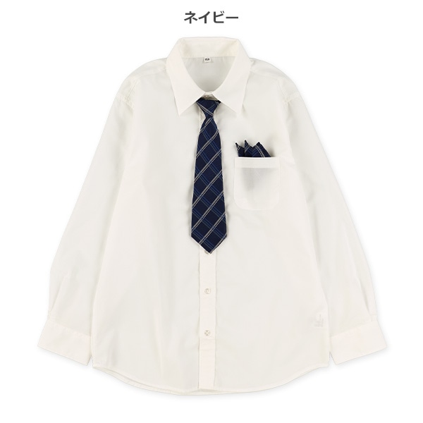 フォーマルネクタイ付き長袖シャツ