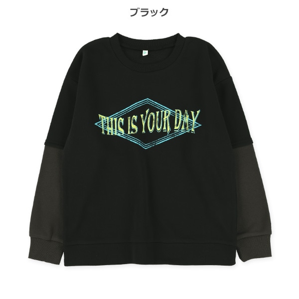 裏起毛ロゴ袖ライントレーナー