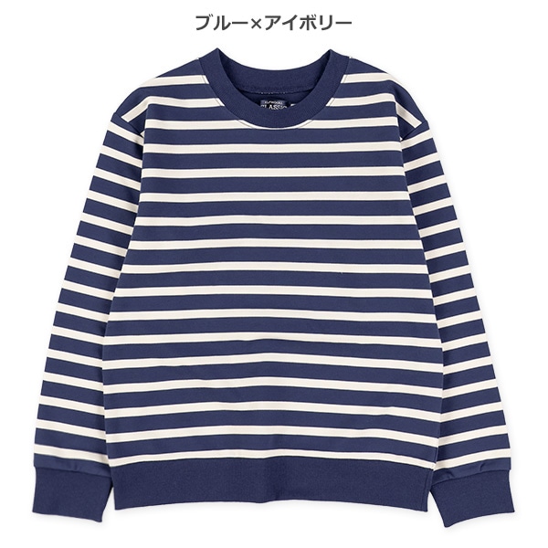 ミニ裏毛ボーダー薄手トレーナー