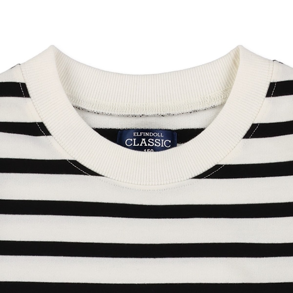 ミニ裏毛ボーダー薄手トレーナー