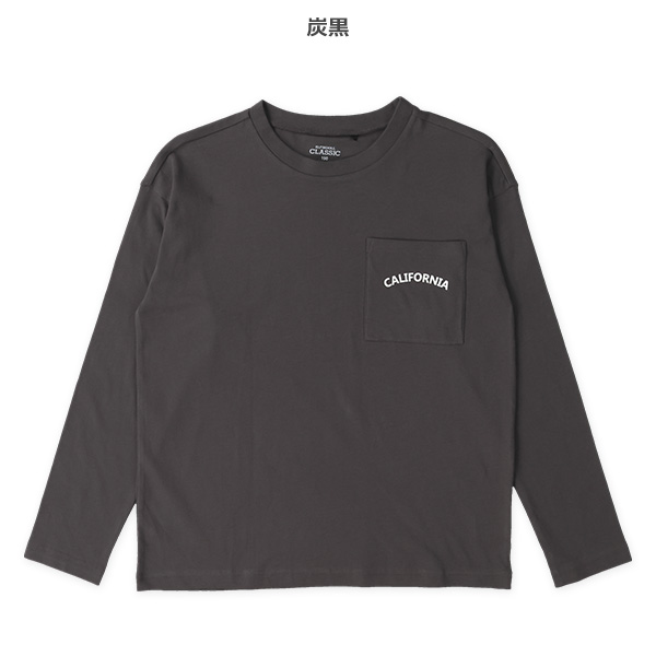 胸ロゴポケット付きワイド長袖Tシャツ