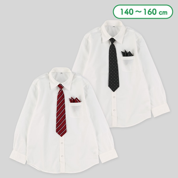 ネクタイ・チーフ付きフォーマル長袖シャツ