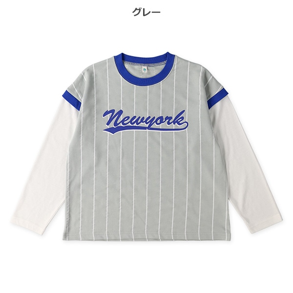 ミニ裏毛異素材レイヤード風長袖Tシャツ