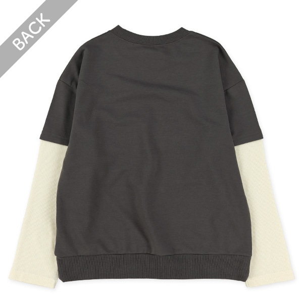 裏毛サガラ胸ロゴレイヤード風長袖Tシャツ