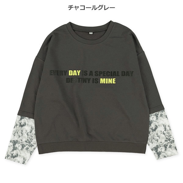 裏毛袖タイダイレイヤード風長袖Tシャツ