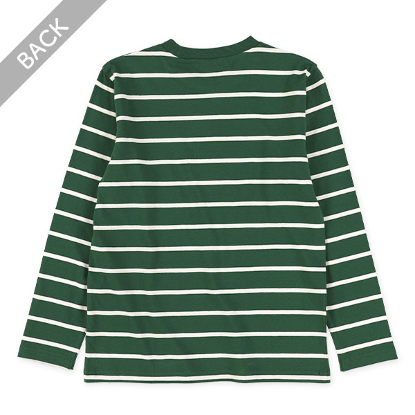 先染めシングルボーダー長袖Tシャツ