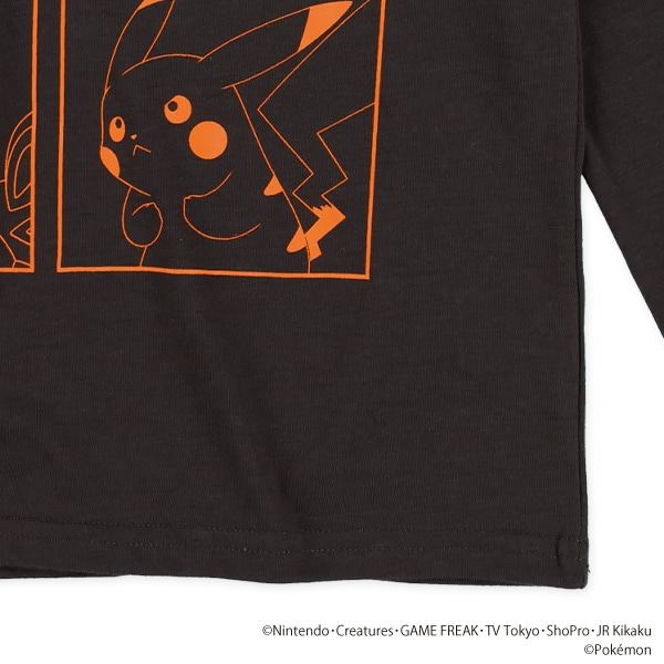 単色プリント長袖Tシャツ（ポケモン）