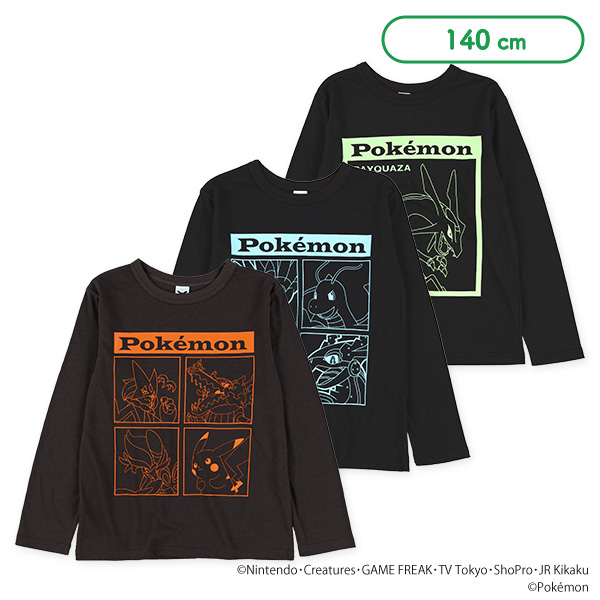 単色プリント長袖Tシャツ（ポケモン）