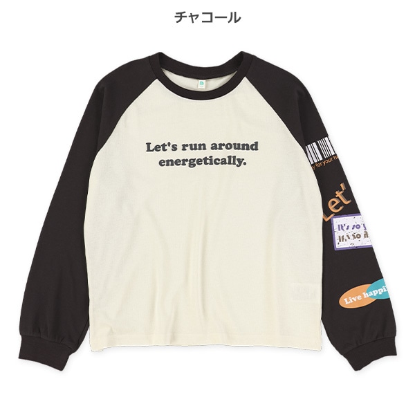 袖ワッペン風プリントラグラン長袖Tシャツ