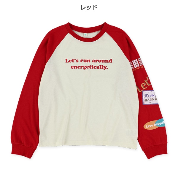 袖ワッペン風プリントラグラン長袖Tシャツ