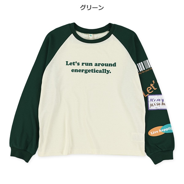 袖ワッペン風プリントラグラン長袖Tシャツ