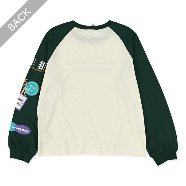 袖ワッペン風プリントラグラン長袖Tシャツ