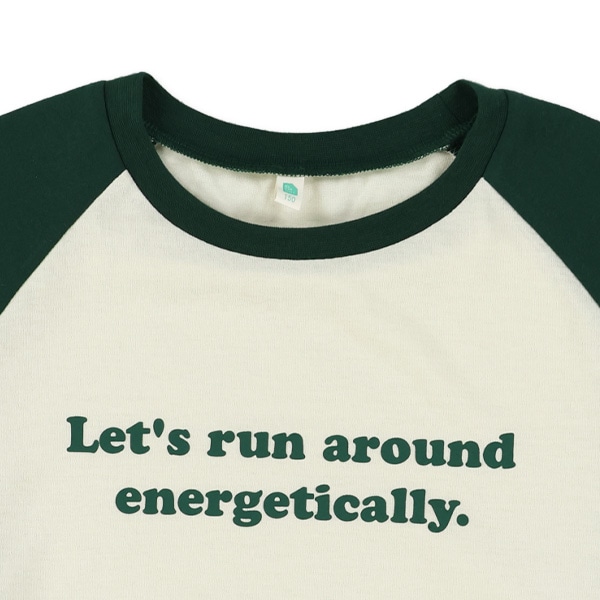 袖ワッペン風プリントラグラン長袖Tシャツ