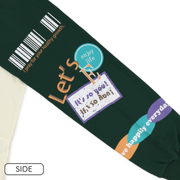 袖ワッペン風プリントラグラン長袖Tシャツ