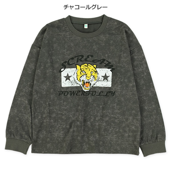 ピグメント風胸プリント長袖Tシャツ