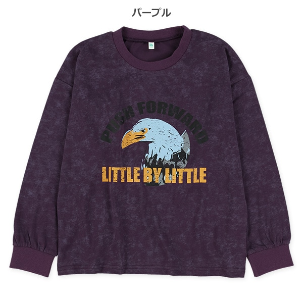 ピグメント風胸プリント長袖Tシャツ