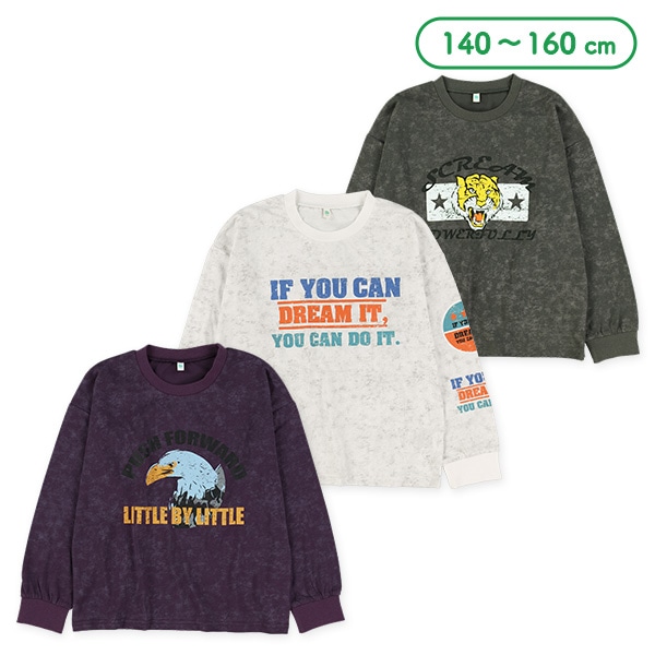 ピグメント風胸プリント長袖Tシャツ