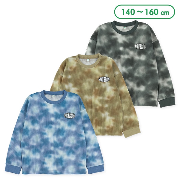 タイダイ風ワッフル長袖Tシャツ