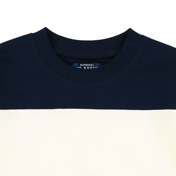 ミニ裏毛切り替えボーダー薄手トレーナー