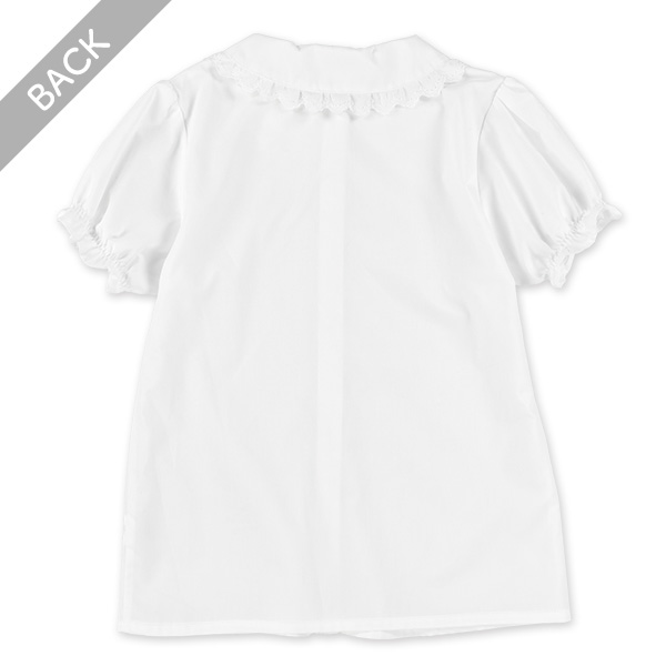 襟レース半袖ブラウス