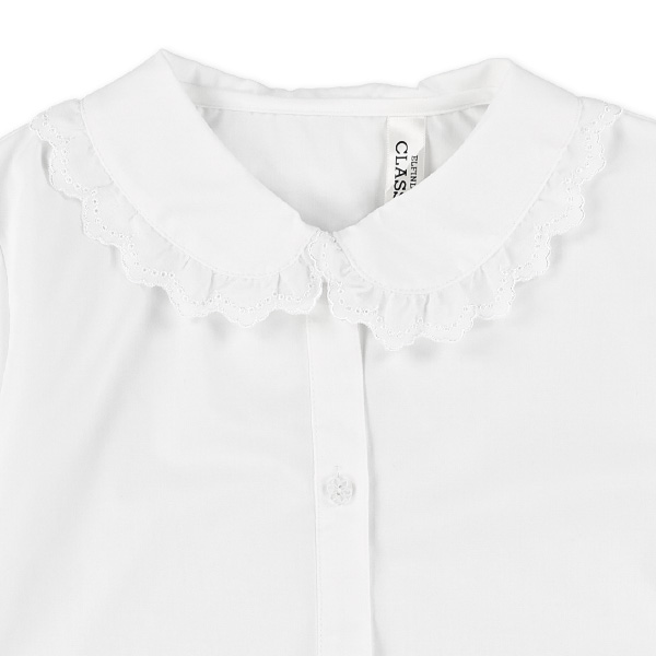 襟レース半袖ブラウス